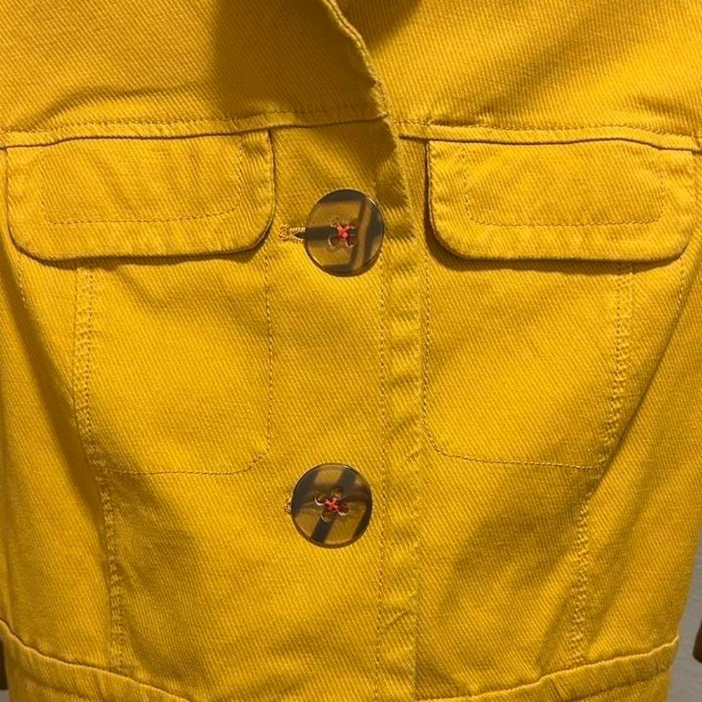 Anthropologie Nora Flounce Sleeved Trucker Jacket in Mustard - S - Picture 7 of 15